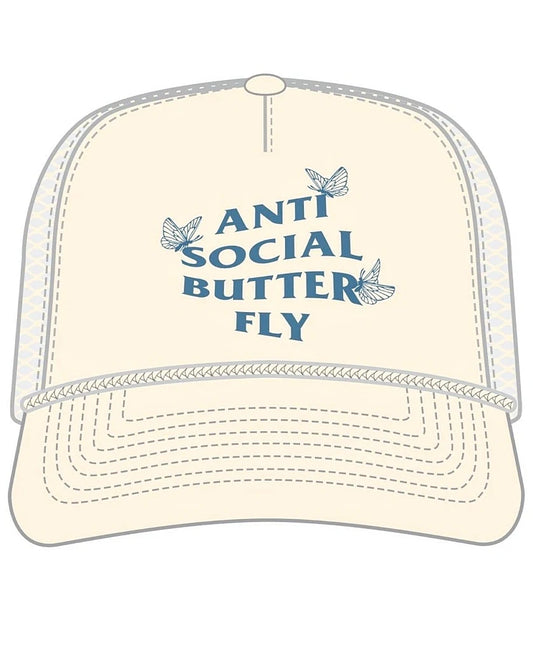 Muka Anti Social Butterfly Trucker Hat (Ivory)