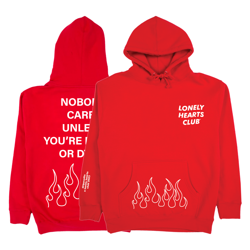 Lonely Hearts Club Nobody Cares Dripavellis Limited Hoodie (Red)