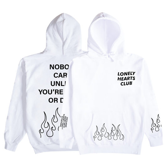 Lonely Hearts Club Nobody Cares Dripavellis Limited Hoodie (White)