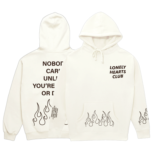 Lonely Hearts Club Nobody Cares Dripavellis Limited Hoodie (Bone)