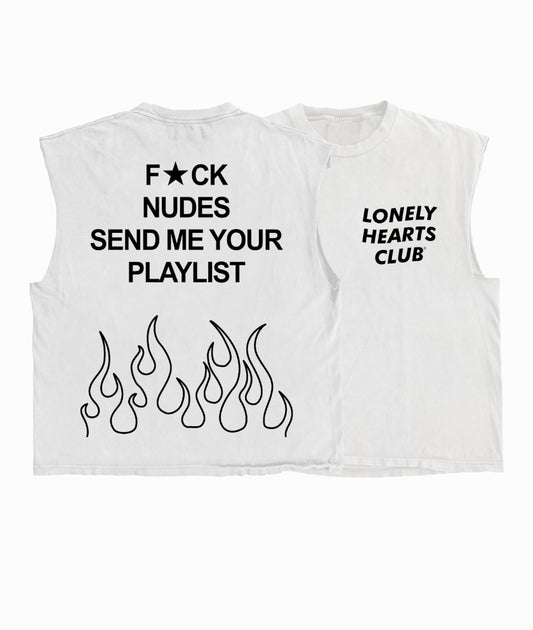 Lonely Hearts Club Send Me Your Playlist Sleeveless T-shirt (Off White)