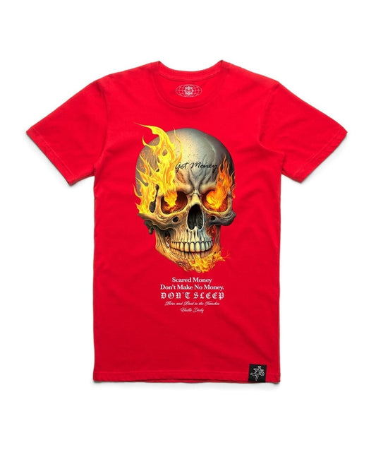 Hasta Muerte Don't Sleep Burning Skull (Red) T-shirt