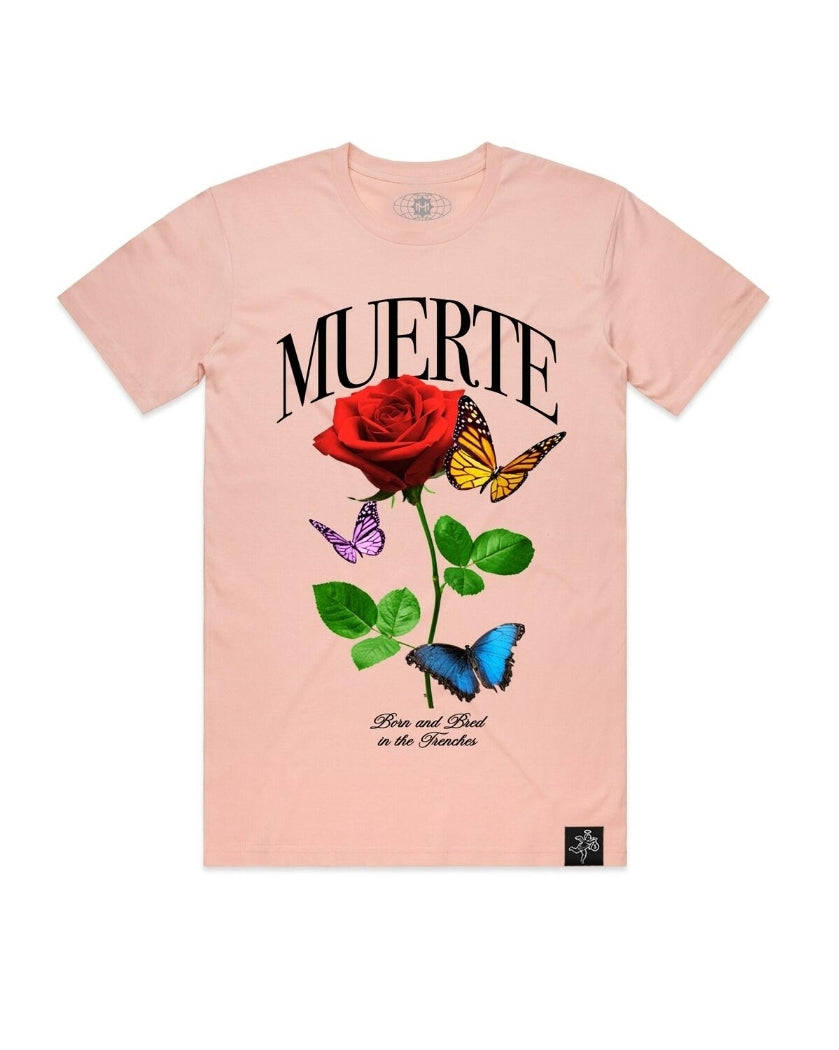 Hasta Muerte Butterfly Roses (Pink) T-shirt