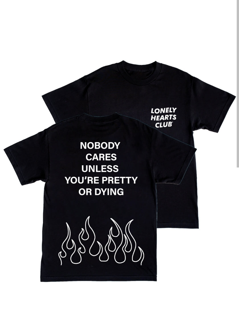 Lonely Hearts Club Nobody Cares T-shirt (Black)