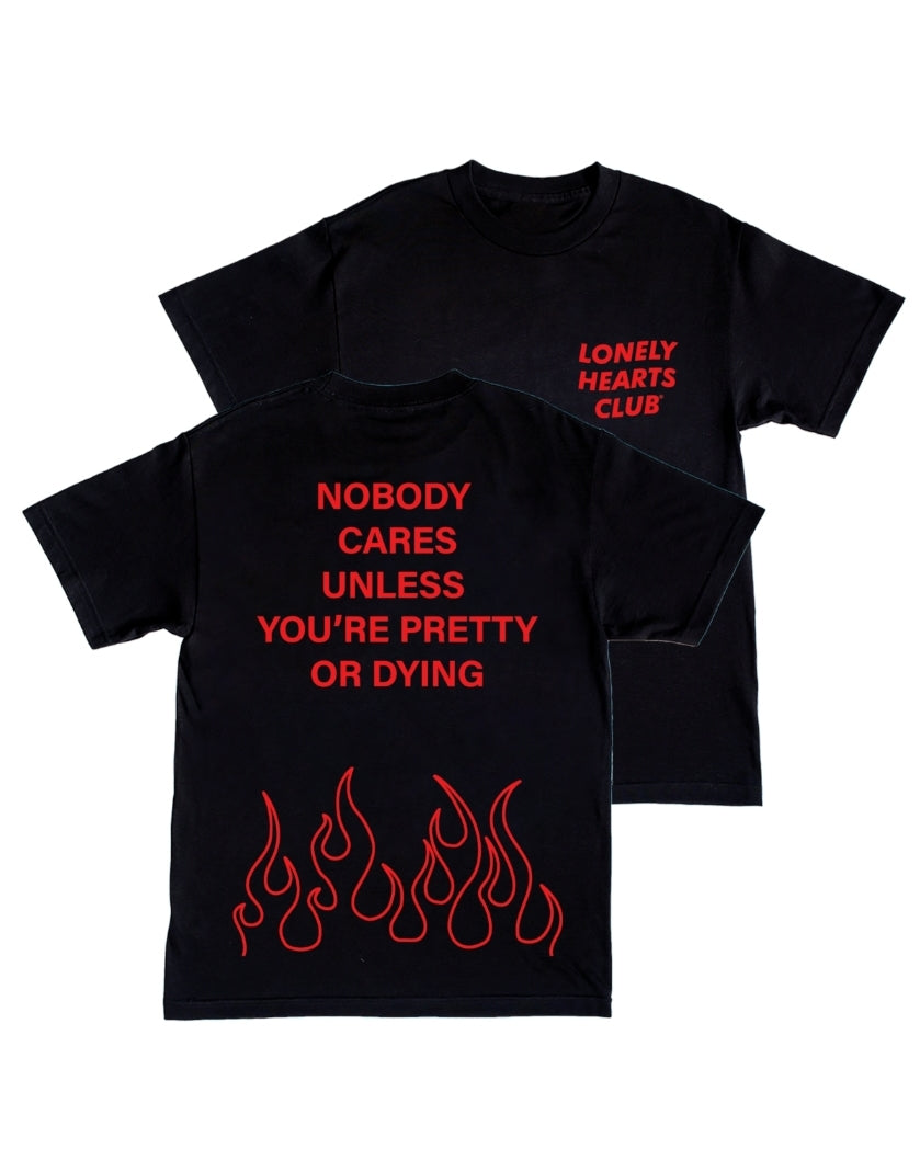 Lonely Hearts Club Nobody Cares T-shirt (Black & Red)