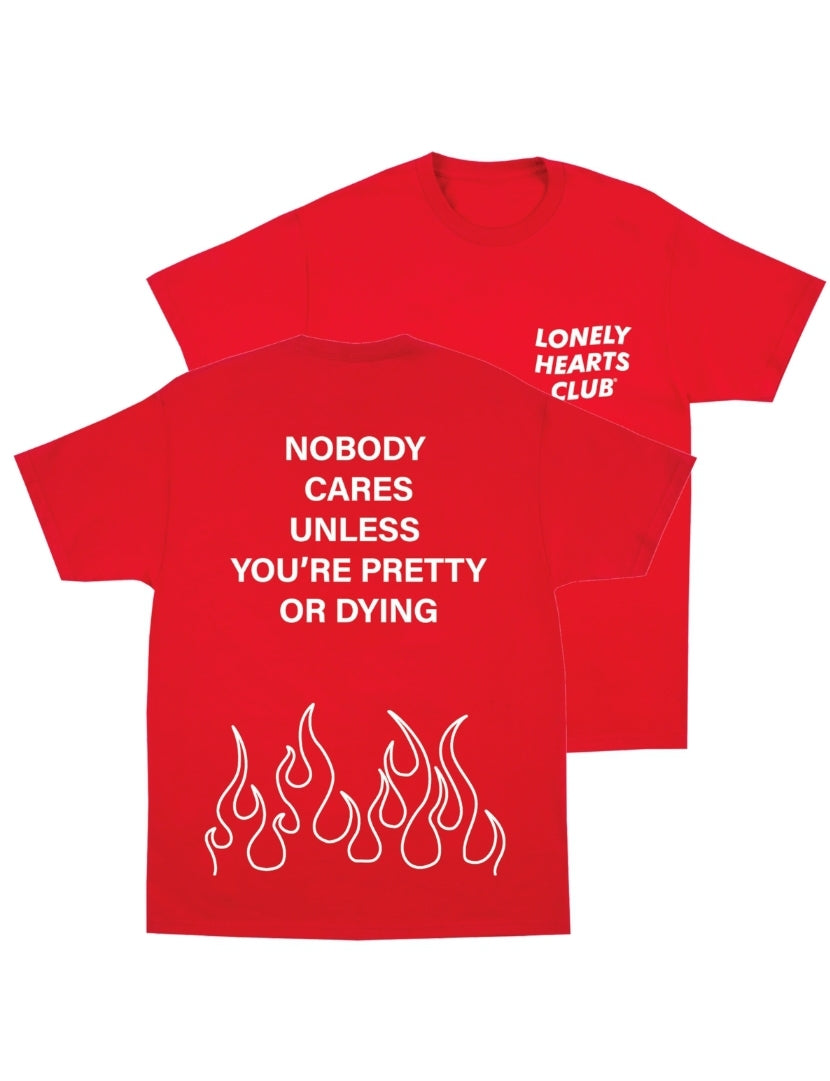 Lonely Hearts Club Nobody Cares T-shirt (Red)