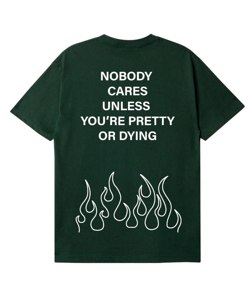 Lonely Hearts Club Nobody Cares T-shirt (Forest Green)