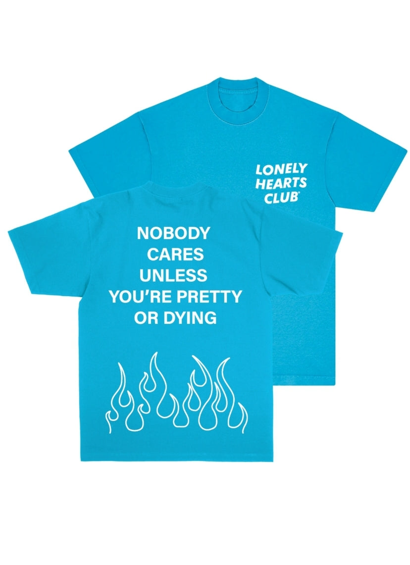 Lonely Hearts Club Nobody Cares T-shirt (Crystal Blue)