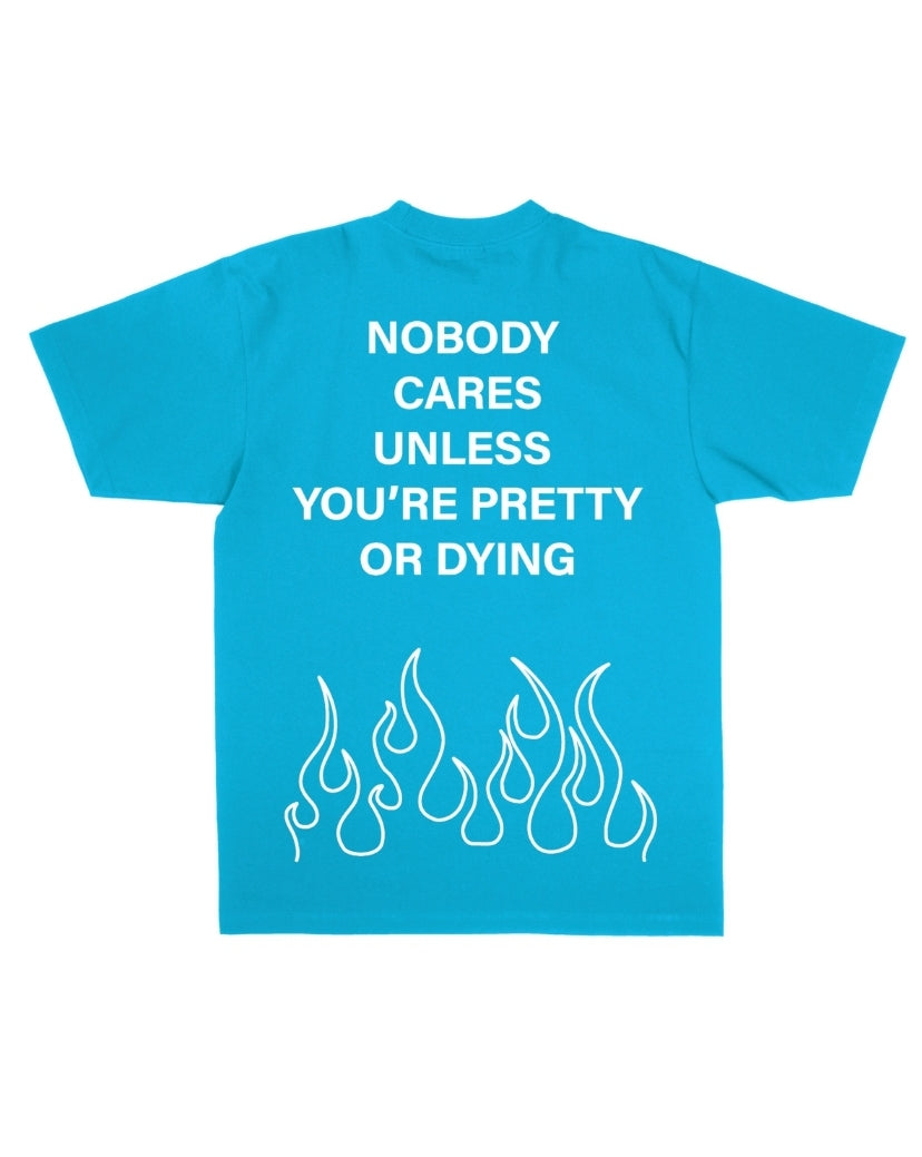 Lonely Hearts Club Nobody Cares T-shirt (Crystal Blue)