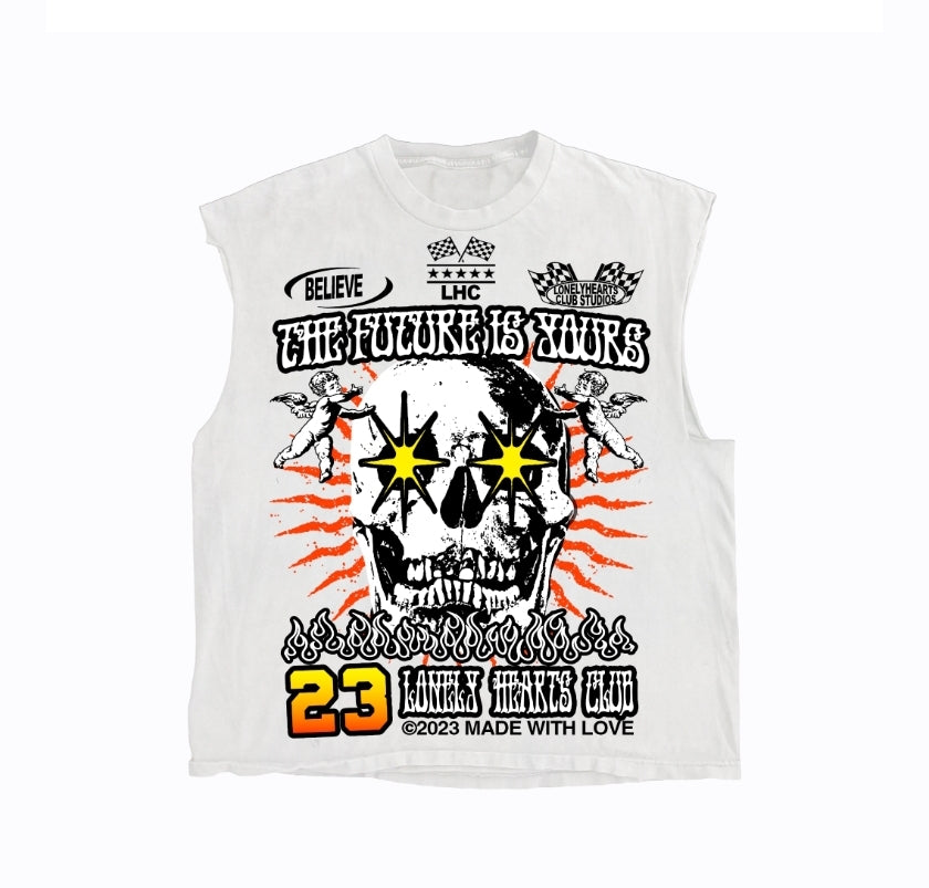 Lonely Hearts Club The Future Is Yours  Sleeveless T-shirt (Off White)