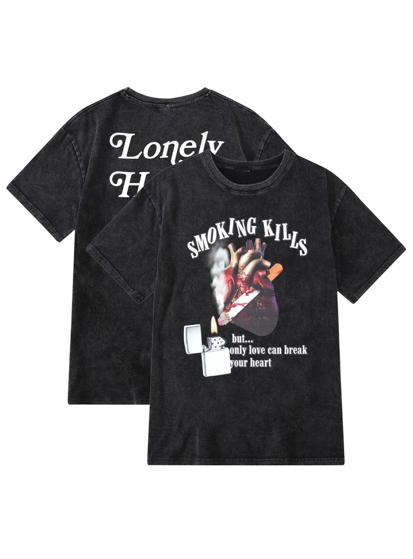 Lonely Hearts Club Smoking Kills T-shirt (Acid Wash)