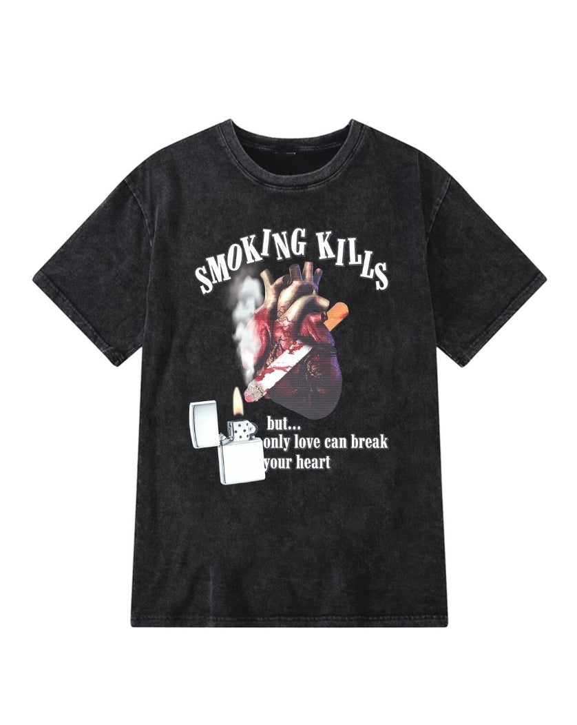 Lonely Hearts Club Smoking Kills T-shirt (Acid Wash)