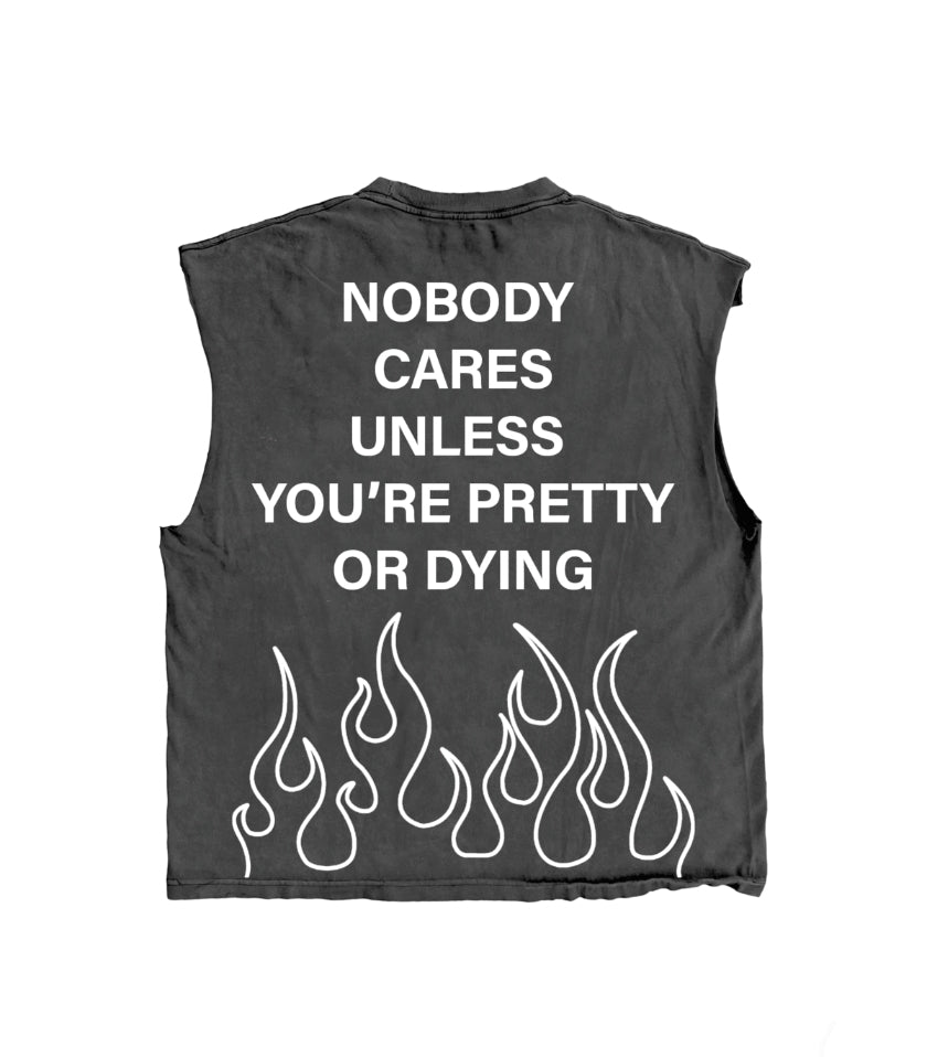 Lonely Hearts Club Nobody Cares  Sleeveless T-shirt (Black)