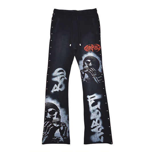 Rare Peace Bad Habits Washed F. Terry Stacked Jogger w/ Side Rhinestones