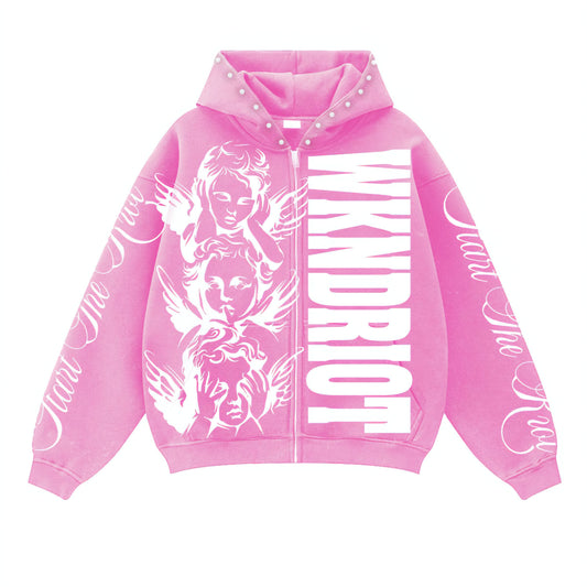 Wknd Riot Hear Speak See No Evil Rhinestone Hoodie