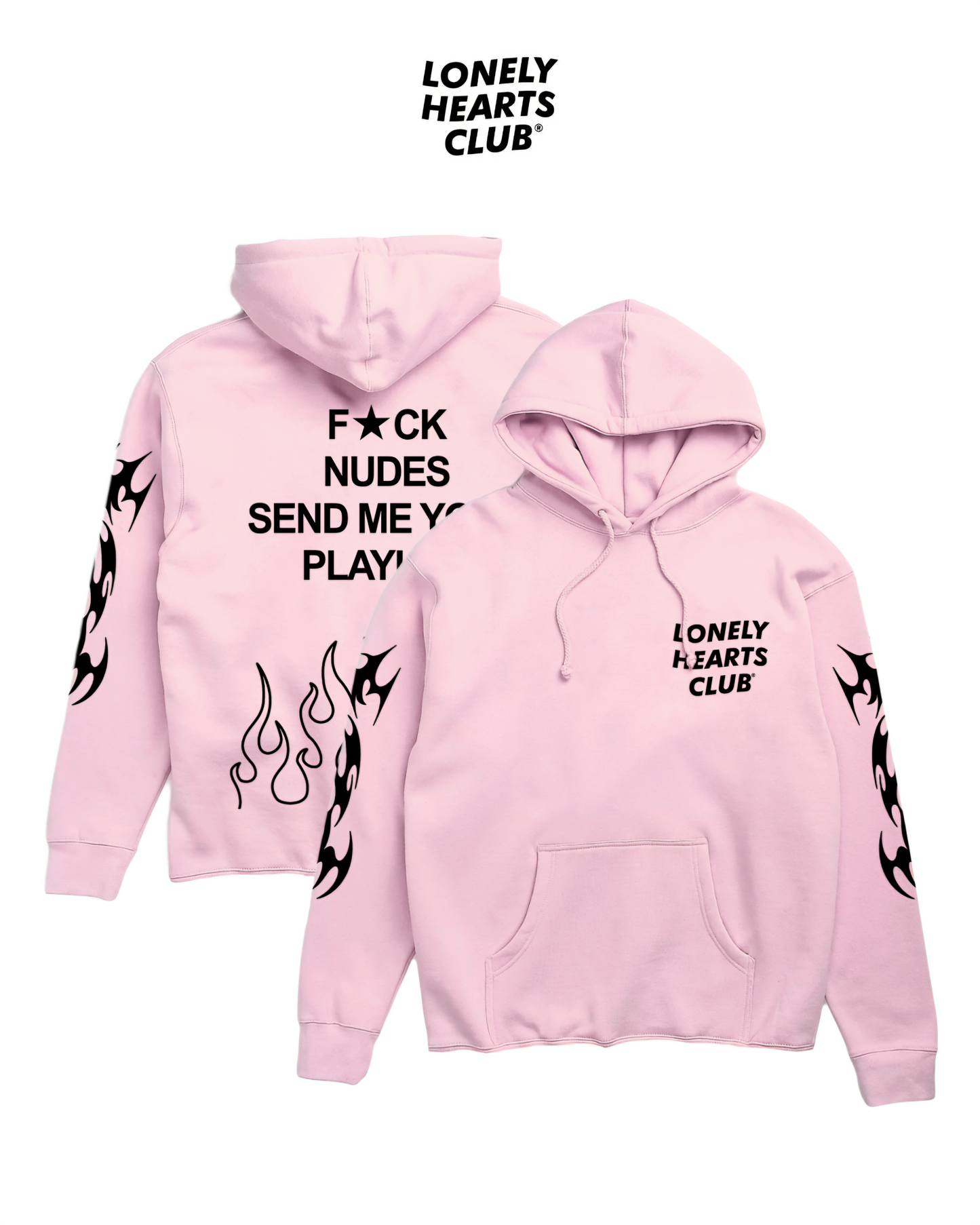 Lonely Hearts Club Send Me Your Playlist Heavyweight Cropped Hoodie (Light Pink)