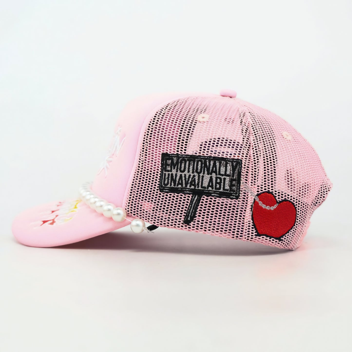 Toxicity Trouble In Paradise Rhinestone & Pearls Trucker Hat