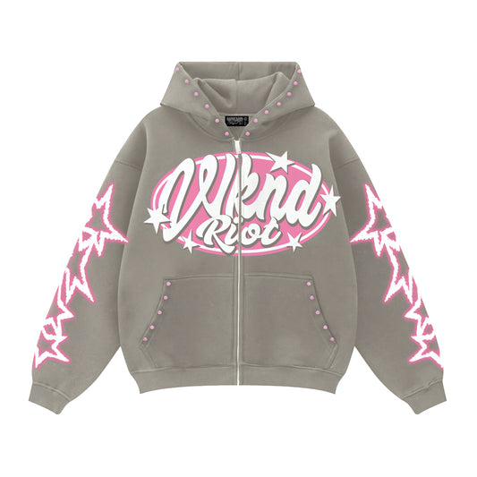 Wknd Riot High Fashion Rhinestone Hoodie