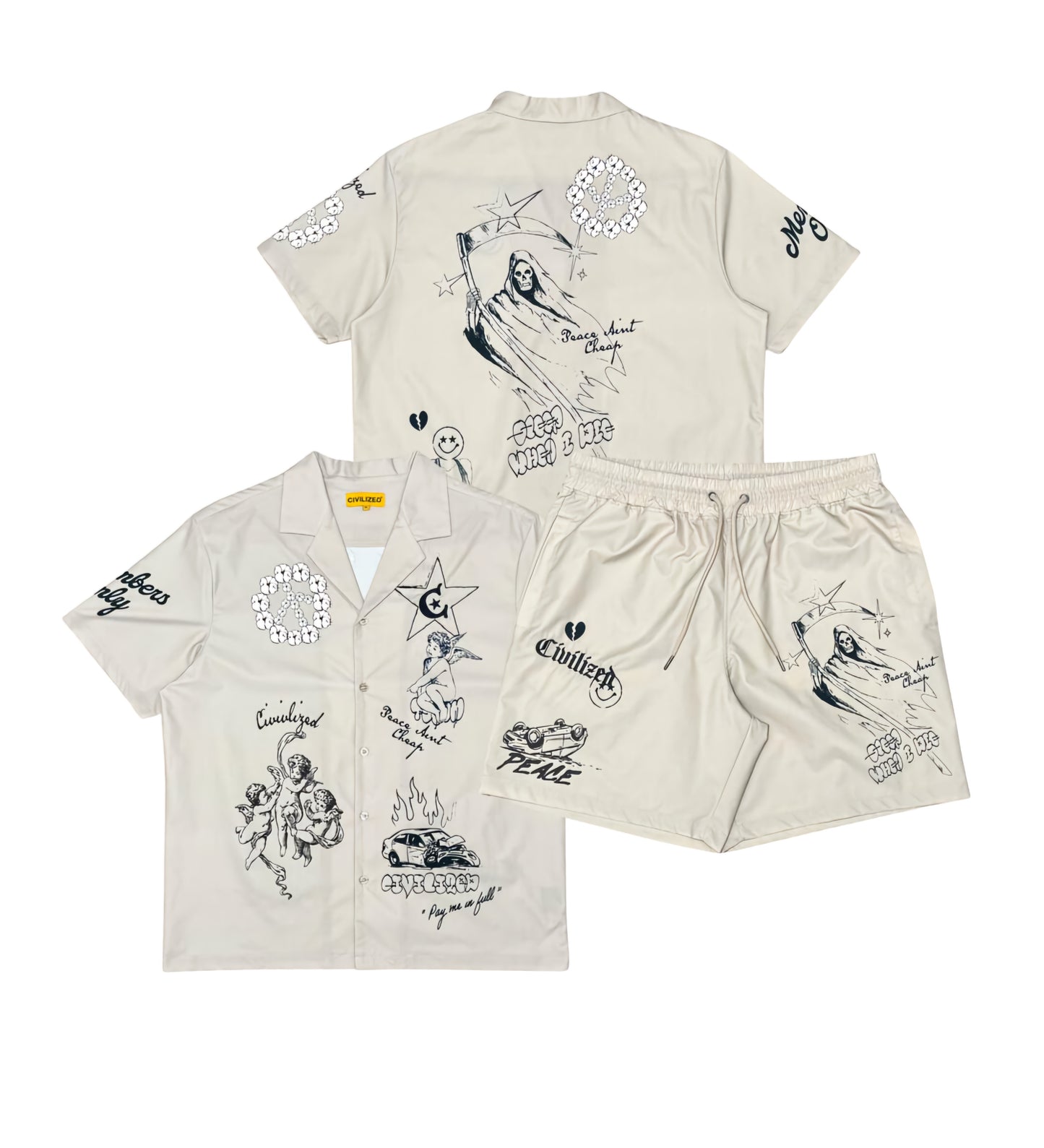 Civilized Graffiti Button Up Short Set