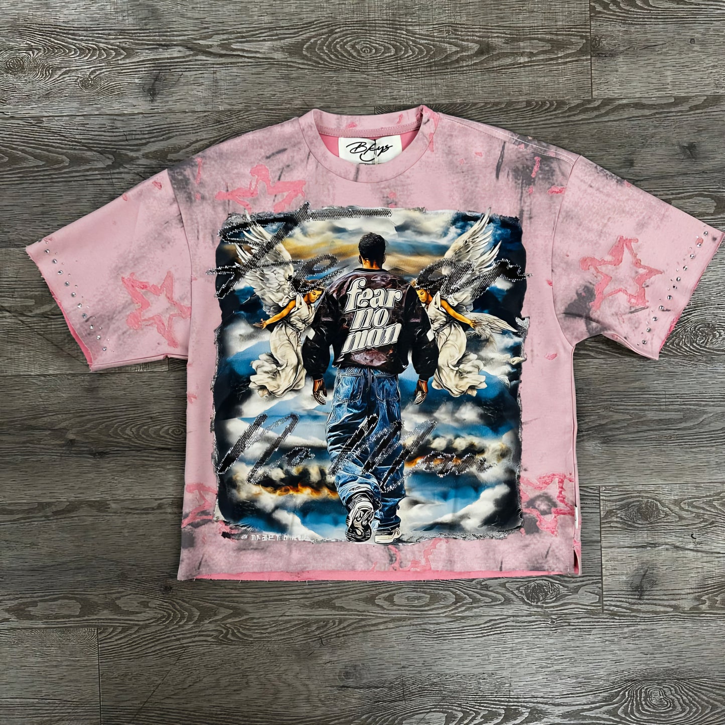 BKYS Fear No Man Rhinestone Cropped T-shirt (Pink)