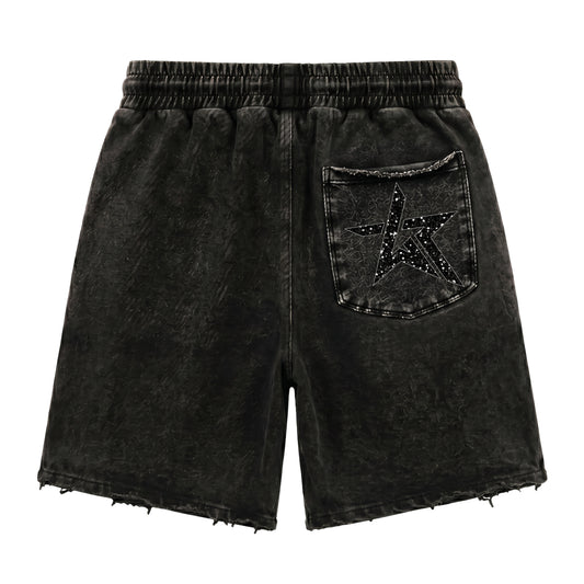Wknd Riot Ak-47 Luxury Sweat Shorts With Black Rhinestones