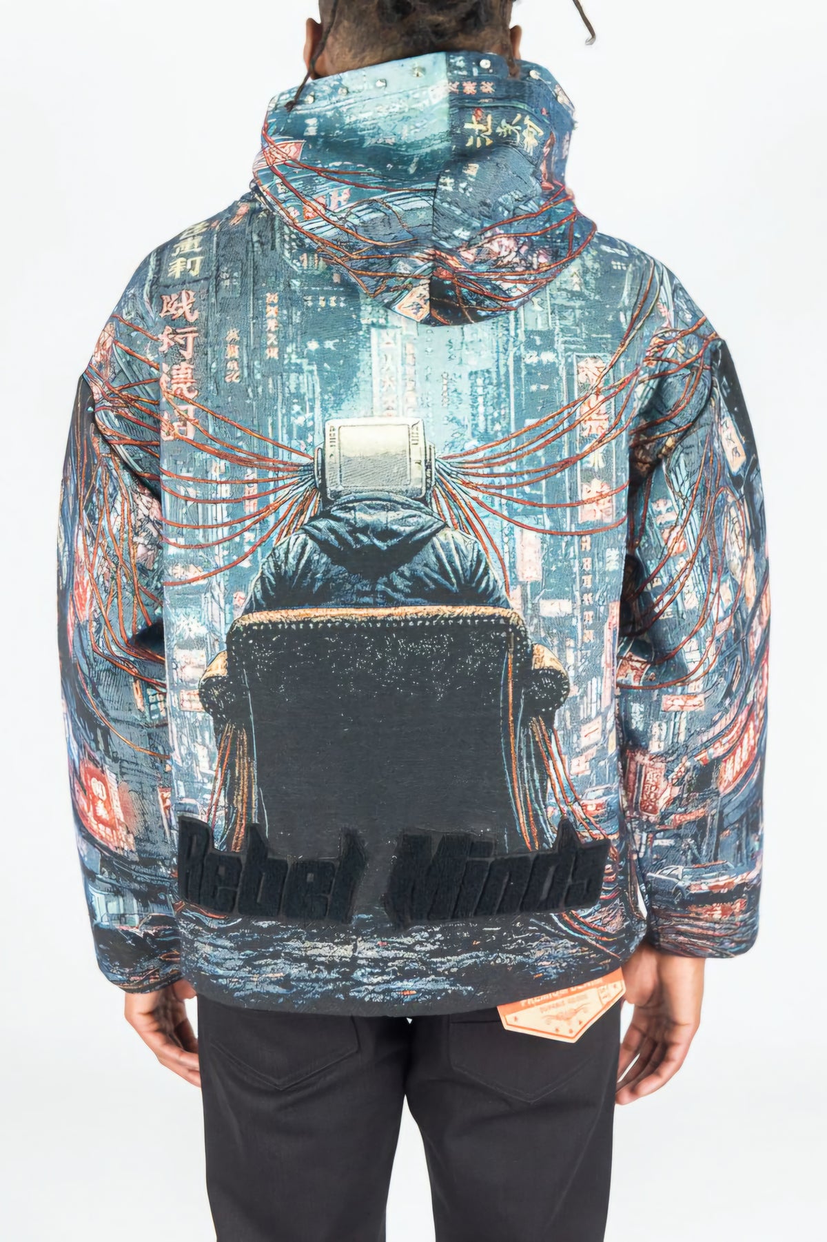 Rebel Minds Heavyweight Rhinestone Tapestry Broken System Hoodie