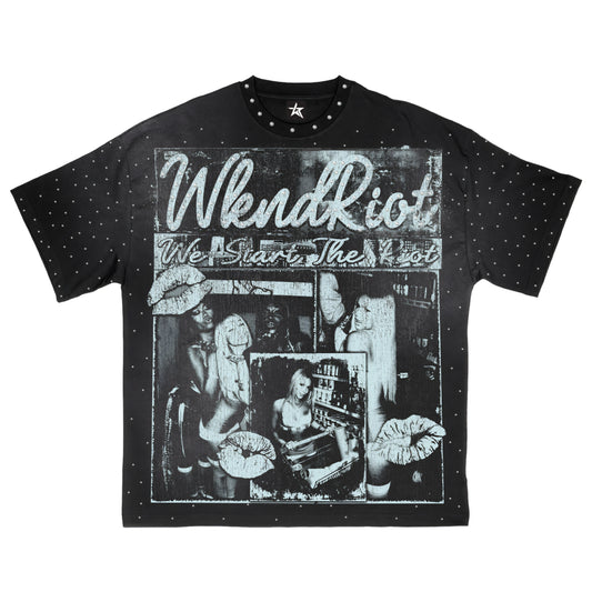 Wknd Riot Born A Star Rhinestone Luxury T-shirt