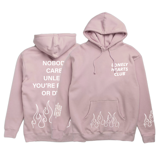 Lonely Hearts Club Nobody Cares Dripavellis Limited Hoodie (Dusty Rose)