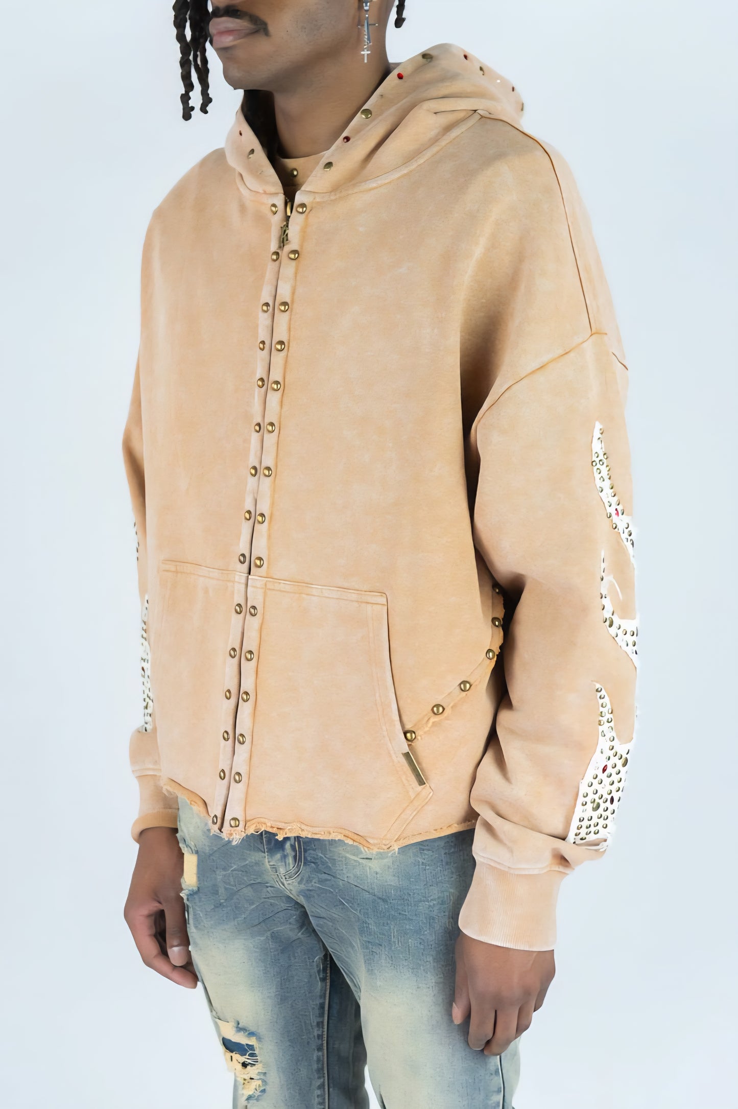 Rebel Denim Firefest Full Zip Premium Rhinestones & Studded Hoodie