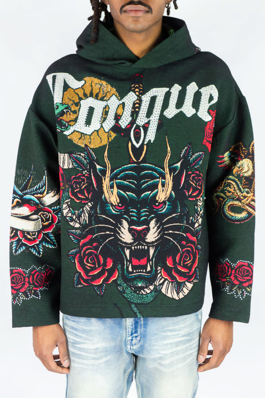 Rebel Minds Heavyweight Rhinestone Tapestry Conquer Hoodie