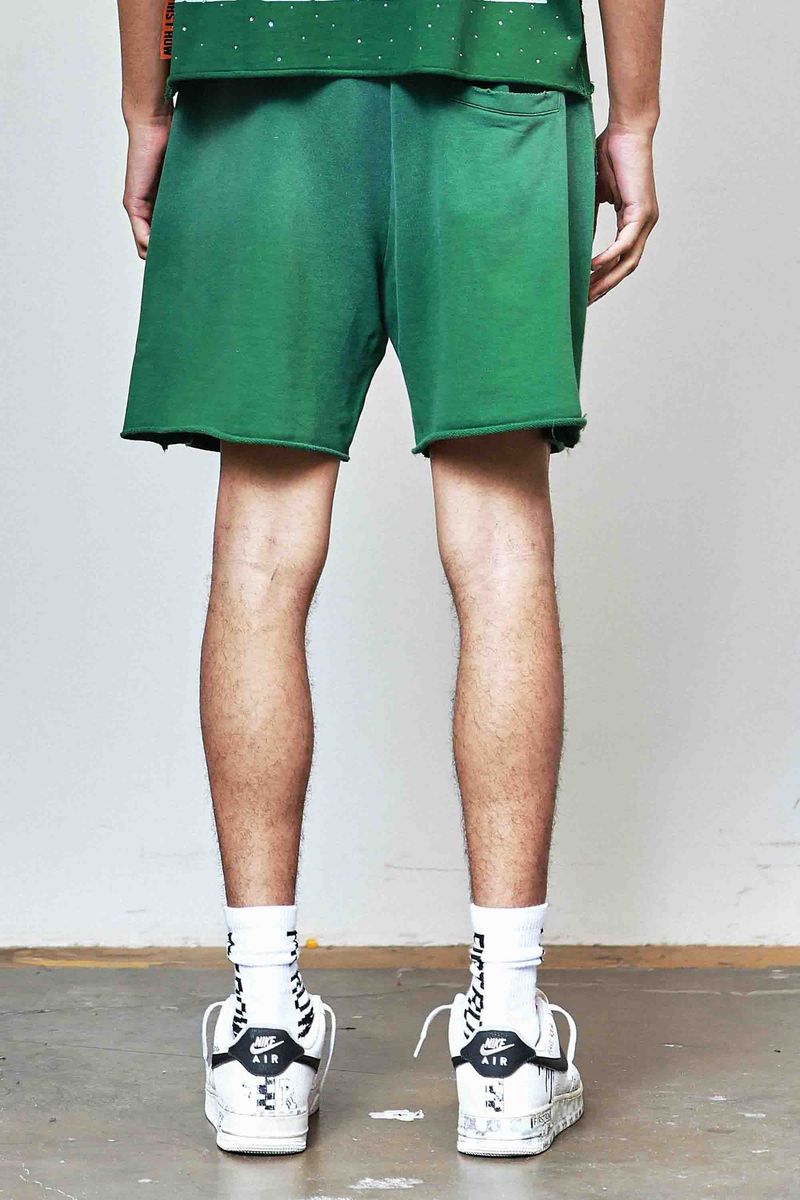 First row Iron Faith Cropped Rhinestone Shorts