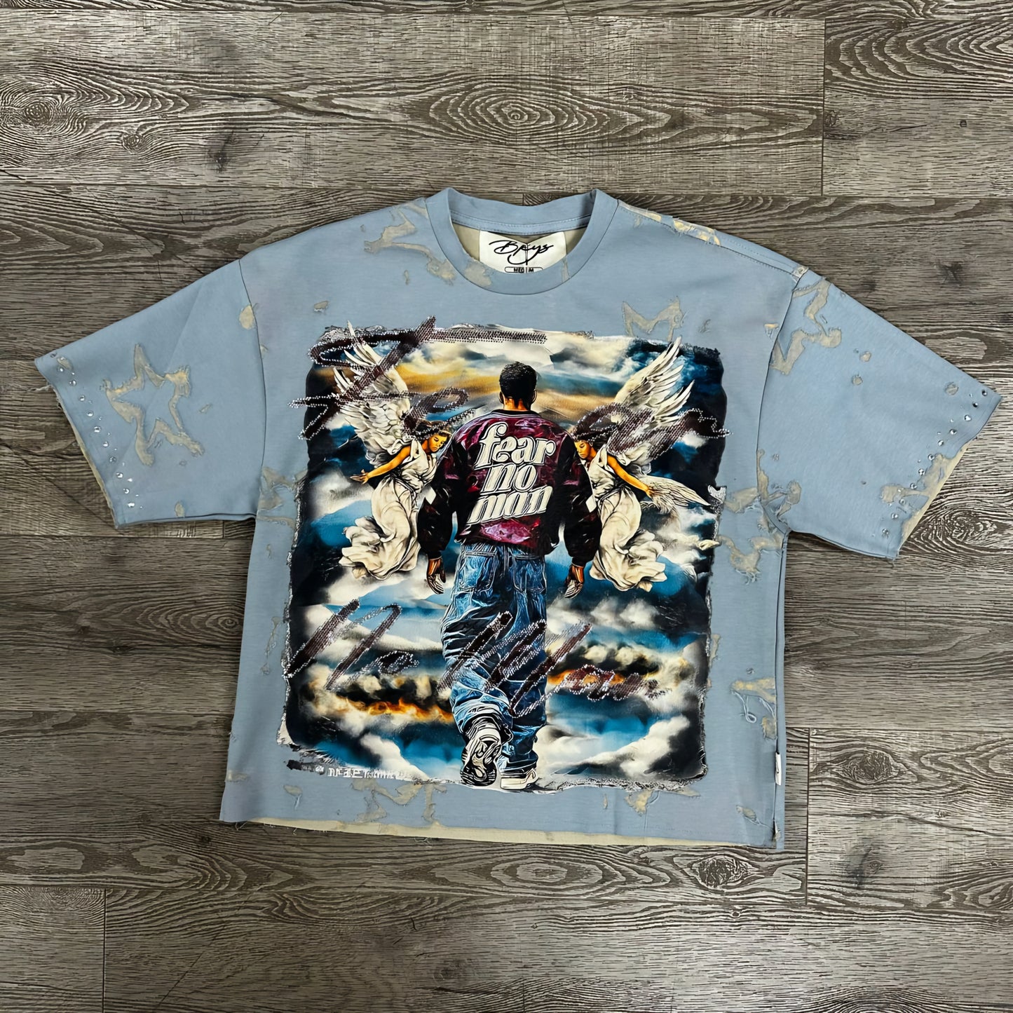 BKYS Fear No Man Rhinestone Cropped T-shirt (Blue)