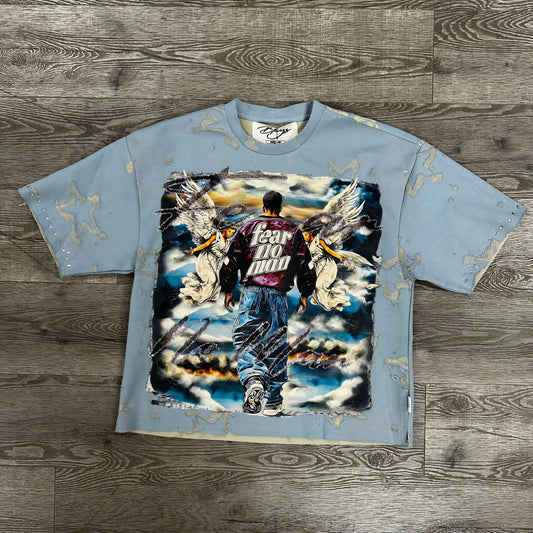 BKYS Fear No Man Rhinestone Cropped T-shirt (Blue)