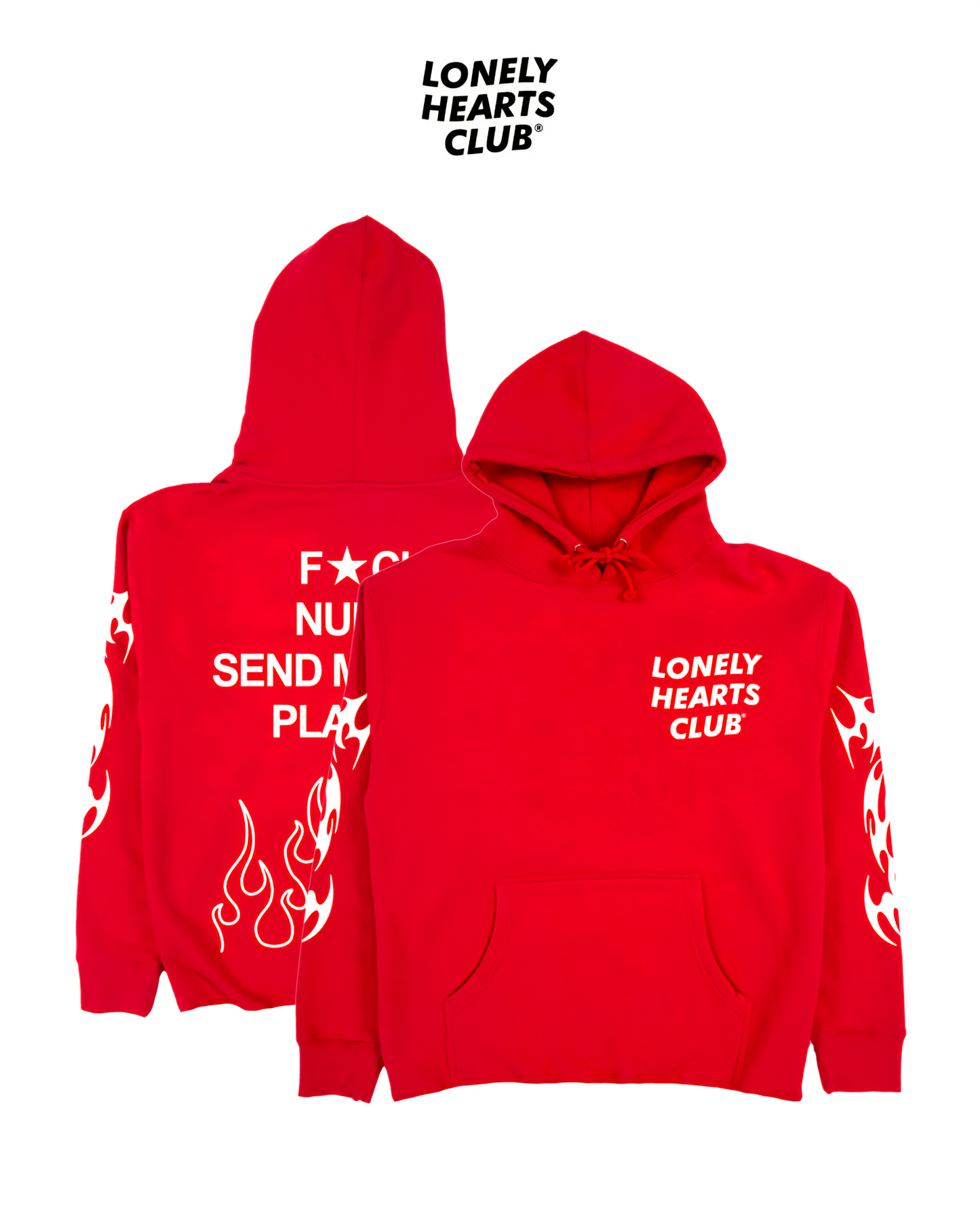 Lonely Hearts Club Send Me Your Playlist Heavyweight Cropped Hoodie (Red)