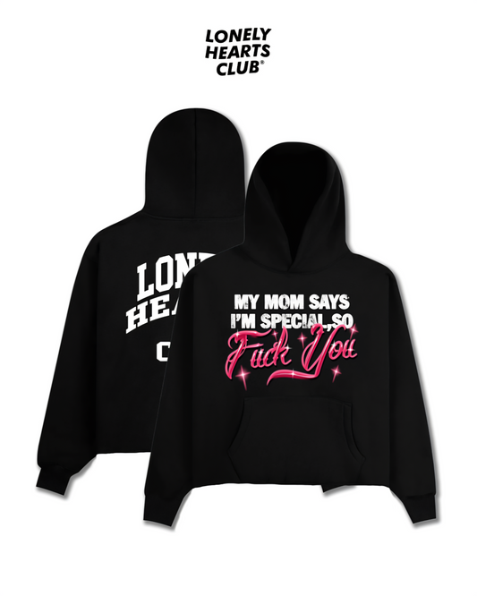 Lonely Hearts Club My Mom Says I'm Special Heavyweight Cropped Hoodie (Red)