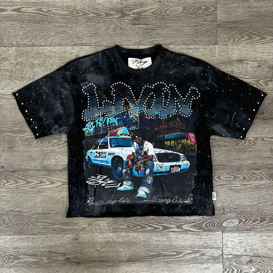 BKYS Livin My Life Rhinestone Cropped T-shirt