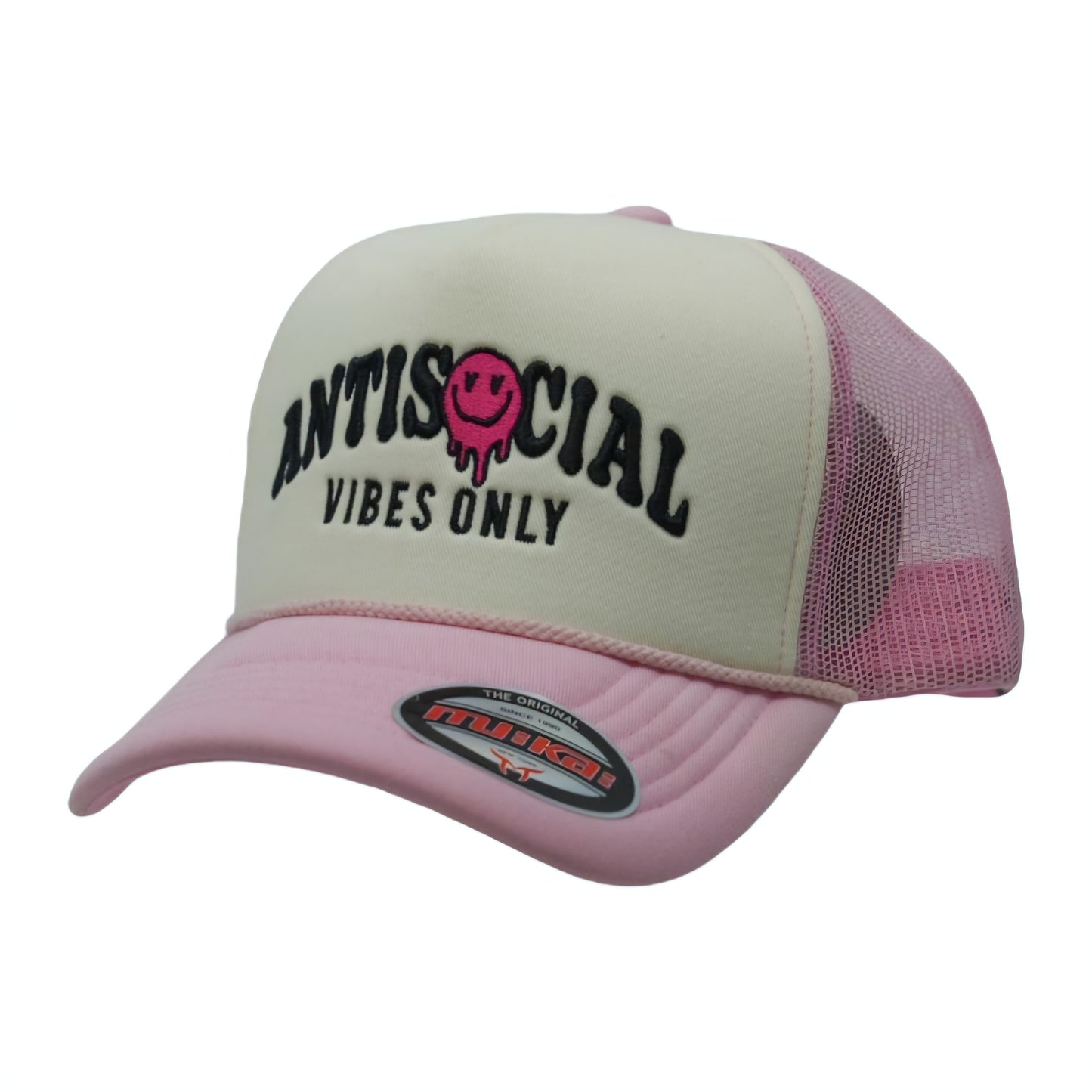 MUKA Antisocial Vibes Trucker Hat (Pink)