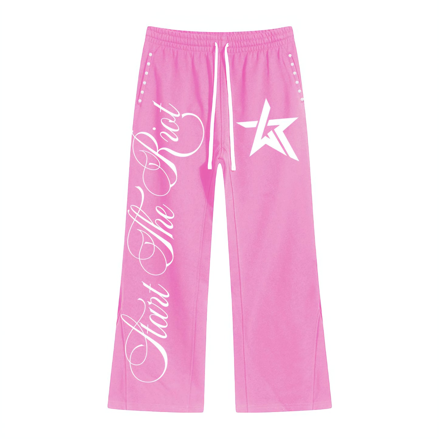 Wknd Riot Speak No Evil Rhinestone Stacked Sweatpants