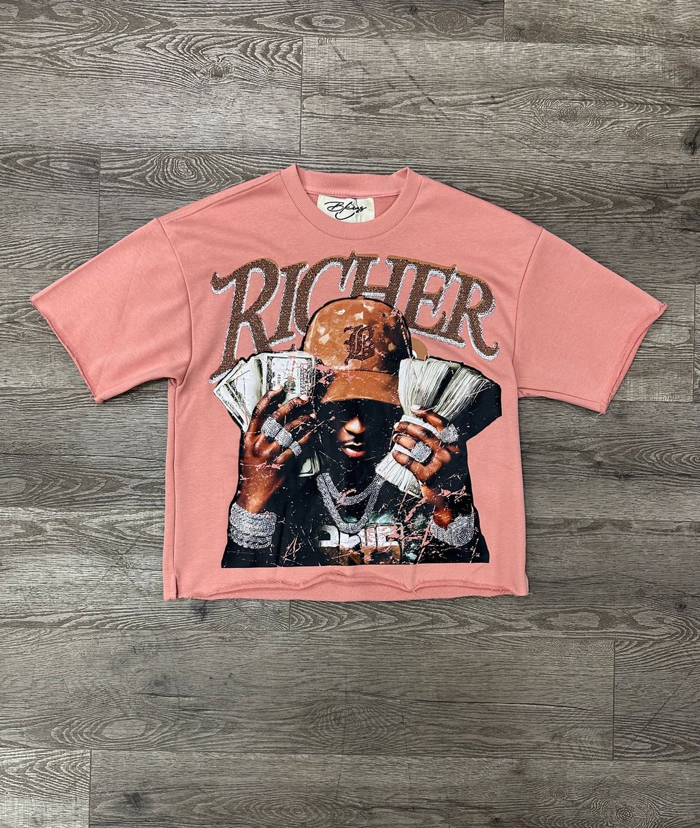 BKYS Richer Rhinestone Cropped T-shirt (Dusty Pink)