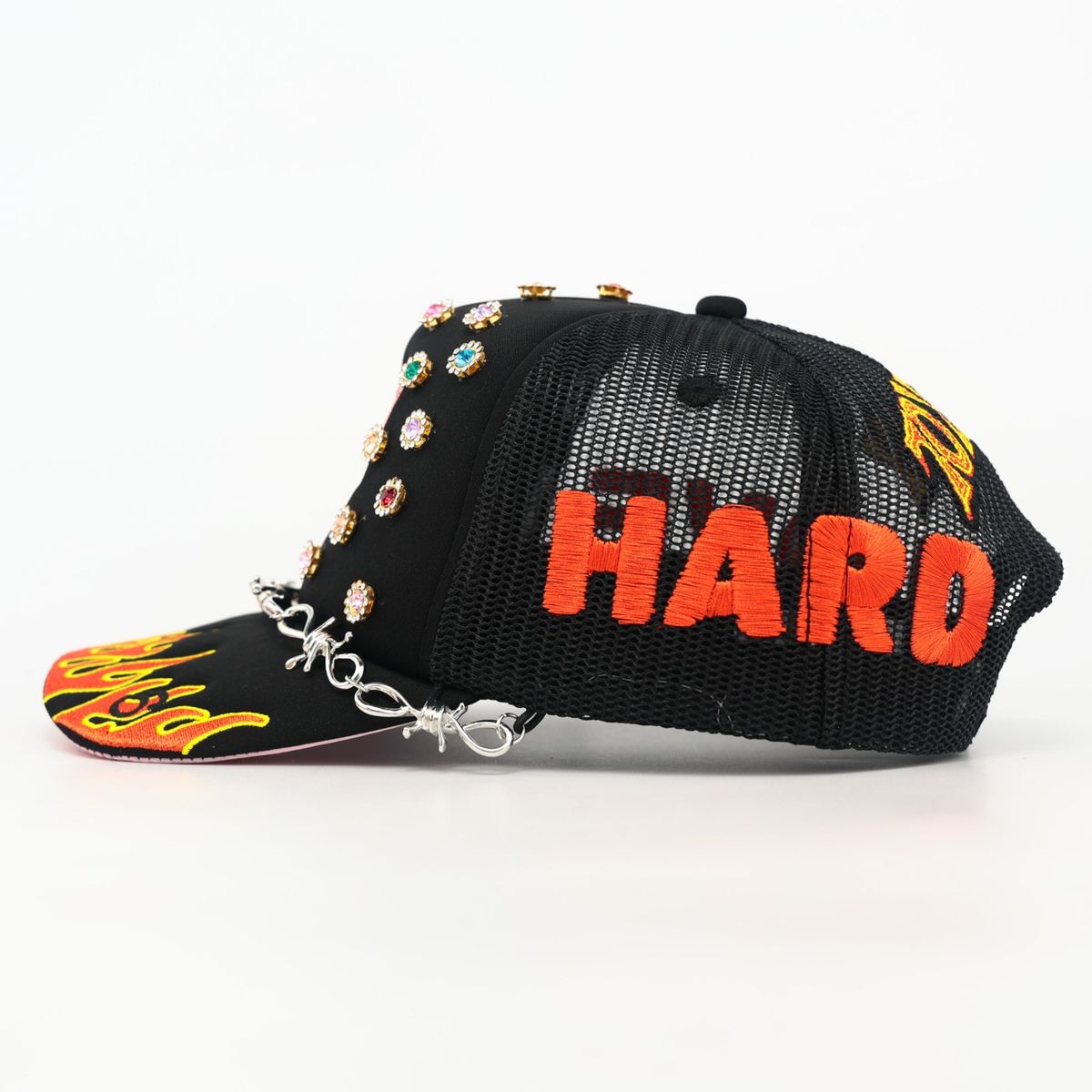 Toxicity Love Hard Rhinestone Barb Wire Trucker Hat