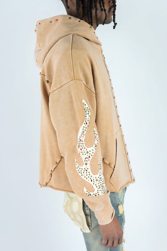 Rebel Denim Firefest Full Zip Premium Rhinestones & Studded Hoodie