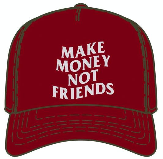 Make Money Not Friends Snapback Hat (Burgundy)