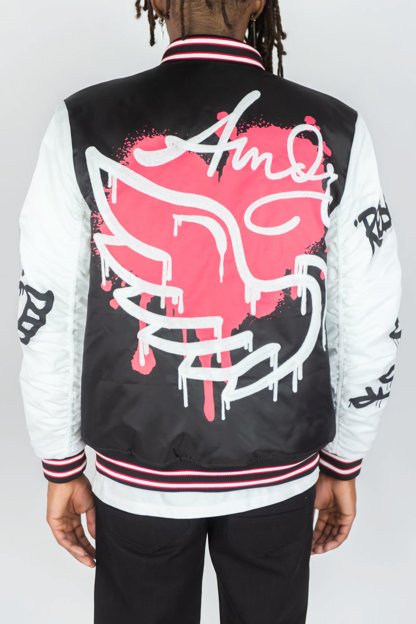 Rebel Minds Hearts On Fire Varsity Jacket (Black)