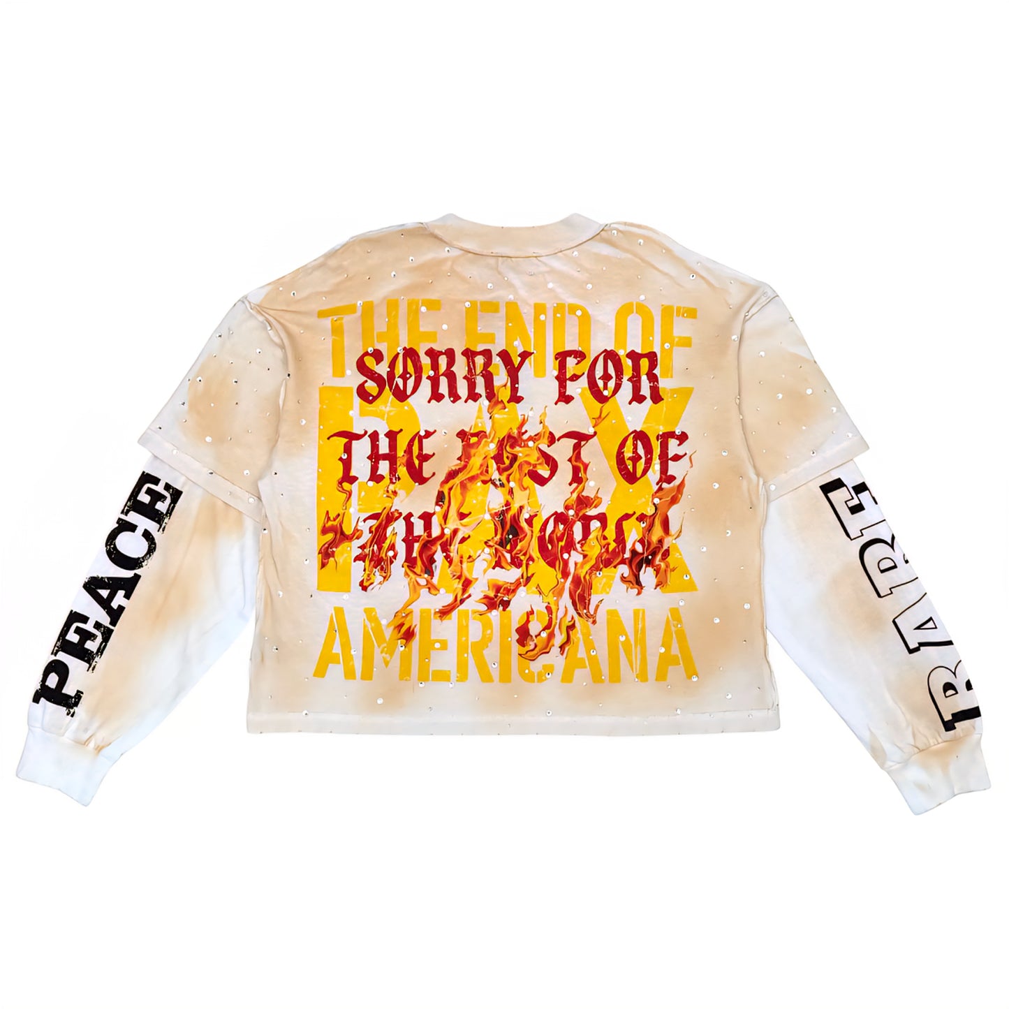Rare Peace Washed SOS Twofer W/ All Over VVS Rhinestones