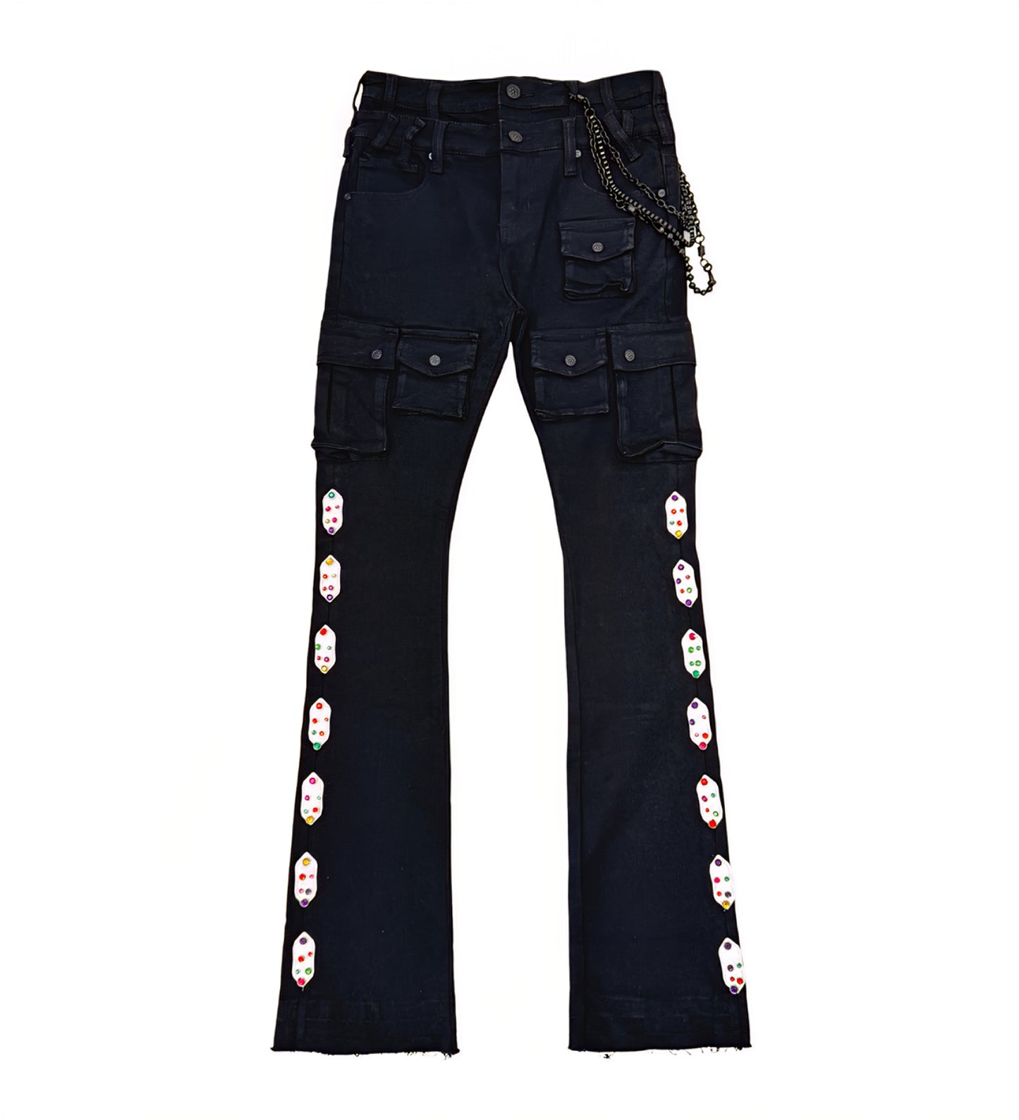 Gunzinii Rhinestone Studded Stacked Denim