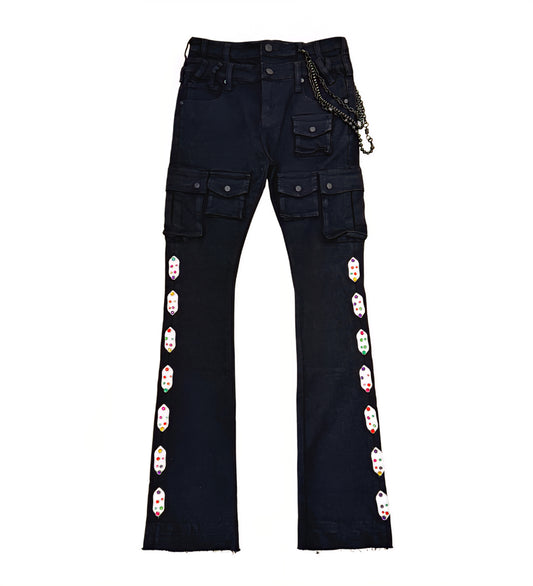 Gunzinii Rhinestone Studded Stacked Denim