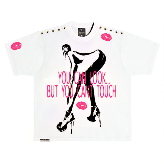 November Reine Look But Don't Touch Luxury Heavyweight T-shirt With Rhinestones