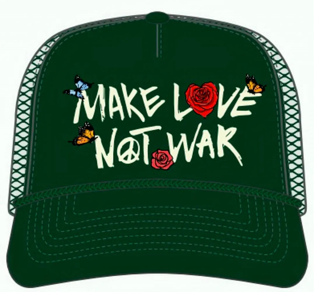 Muka Make Love Not War Trucker Hat (Green)