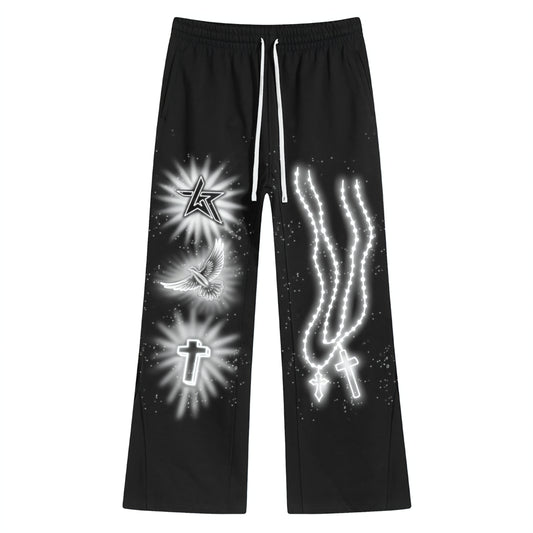 Wknd Riot Airbrush Rhinestone Stacked Sweatpants