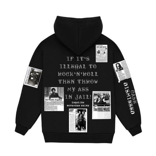 November Reine Rhinestone Not Guilty On Fire Luxury 17oz French Terry Hoodie (Black)